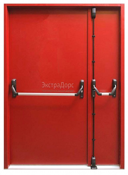 Противопожарная дверь EI 60 дымогазонепроницаемая красная с антипаникой в Коломне  купить