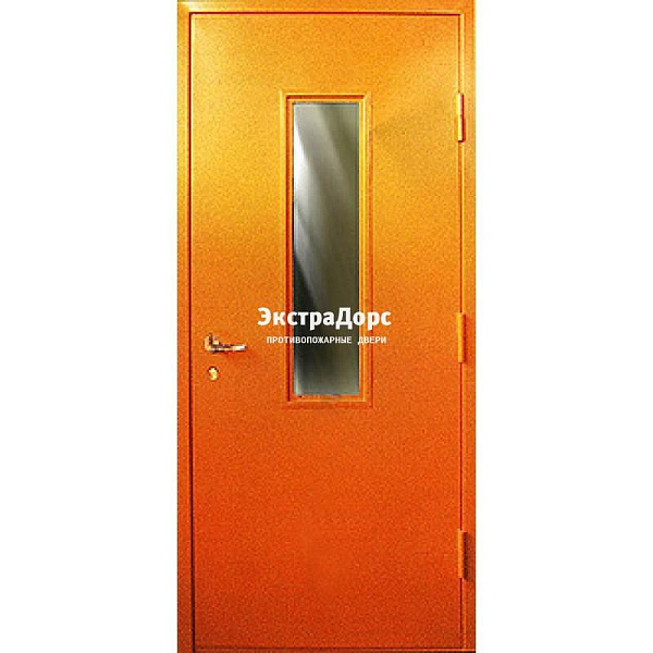 Противопожарная дверь анти-дым оранжевая со стеклом в Коломне  купить