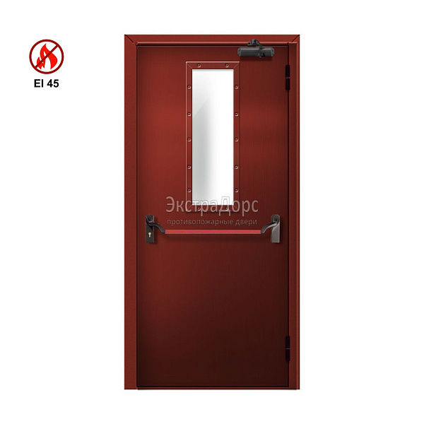 Противопожарная дверь EI 45 ДМП-01-EI45 ДП148 однопольная остекленная с антипаникой в Коломне  купить