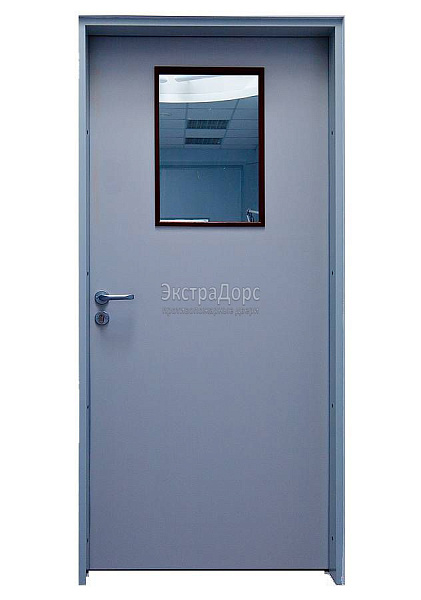 Дверь противопожарная металлическая однопольная EI 30 газодымонепроницаемая со стеклом в Коломне  купить