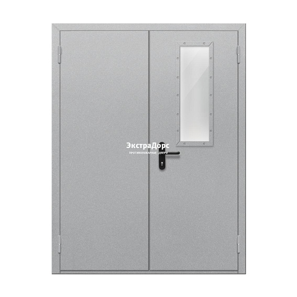 Двупольная огнестойкая дверь EI 60 ДО-02-EI-60 двупольная остеклённая с прямоугольным стеклом в Коломне  купить