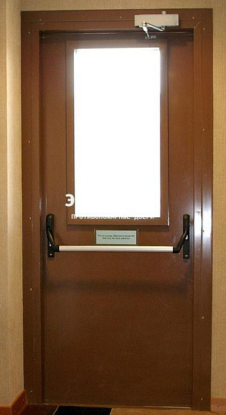 Противопожарная дверь EI 30 с антипаникой и стеклом в Коломне  купить