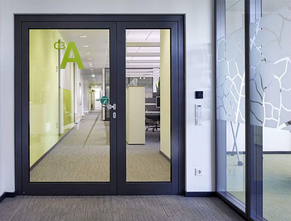 Противопожарная алюминиевая дверь со стеклом для офиса